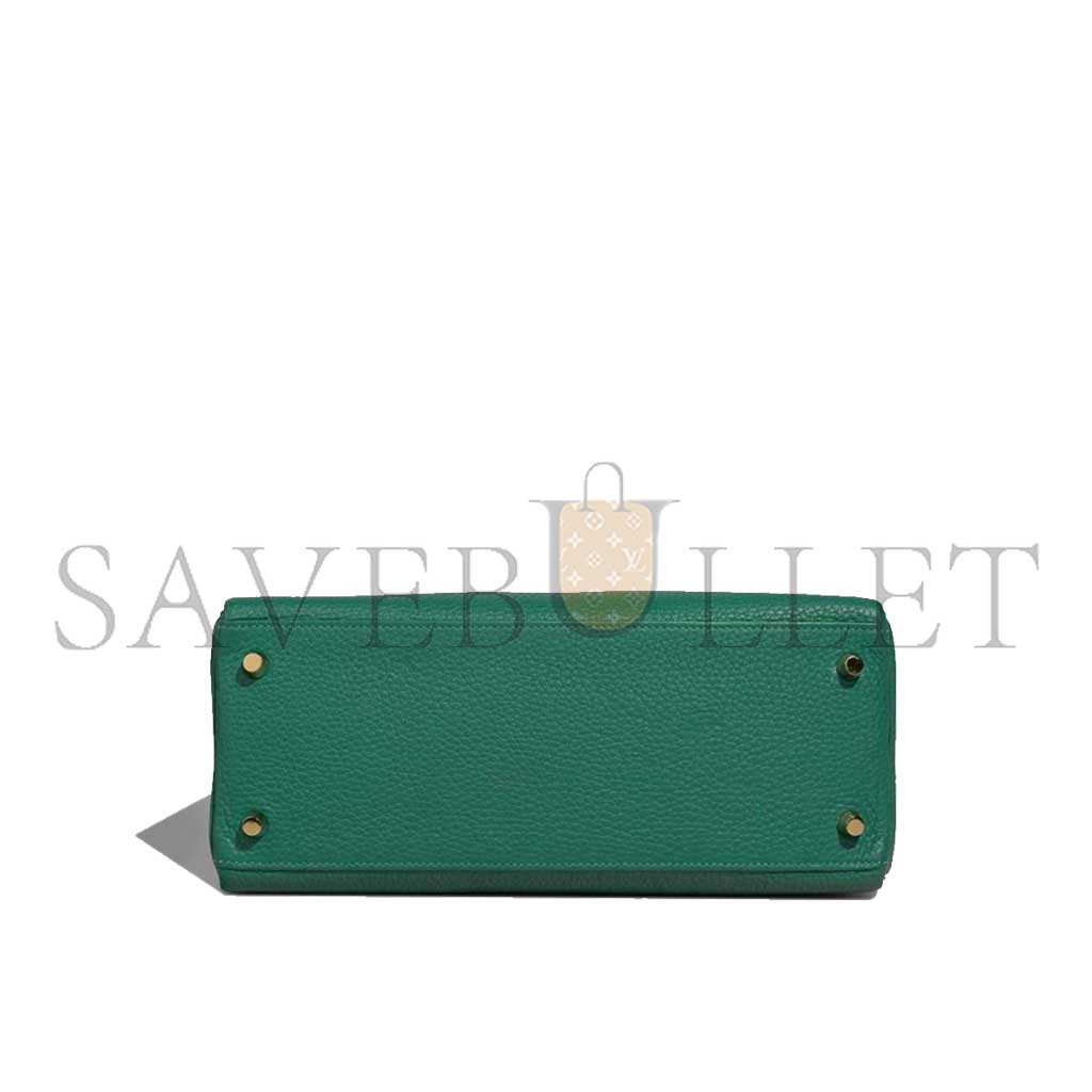 HERMÈS KELLY 25 MALACHITE GREEN GOLD BUCKLE (25*17*7cm) 